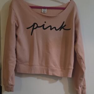 Victoria's Secret PINK Off-the-Shoulder Sweatshirt in Dusty Pink